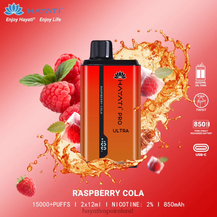 Hayati Amazon Ireland | Hayati Pro Ultra Disposable 15000 Puffs Raspberry Cola FD082210