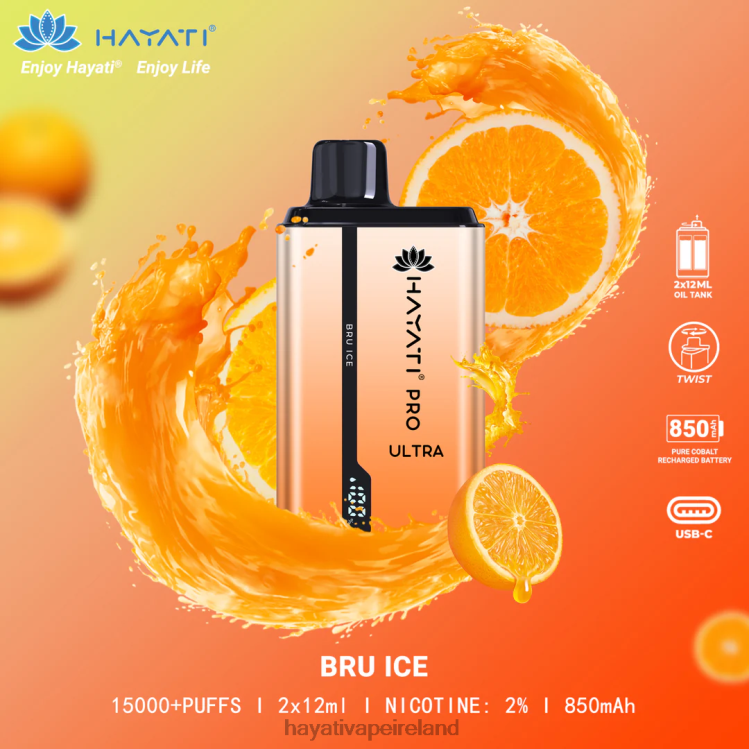 Hayati Flavours Ireland | Hayati Pro Ultra Disposable 15000 Puffs Bru Ice FD082198