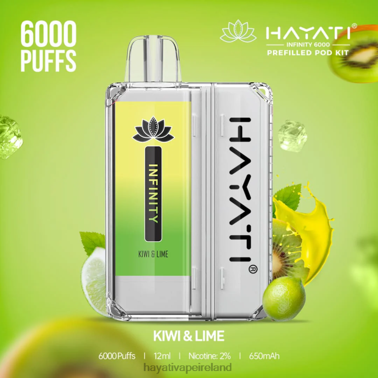 Hayati Vape Ireland | Hayati Infinity 6000 Pod Kits Kiwi & Lime FD082152
