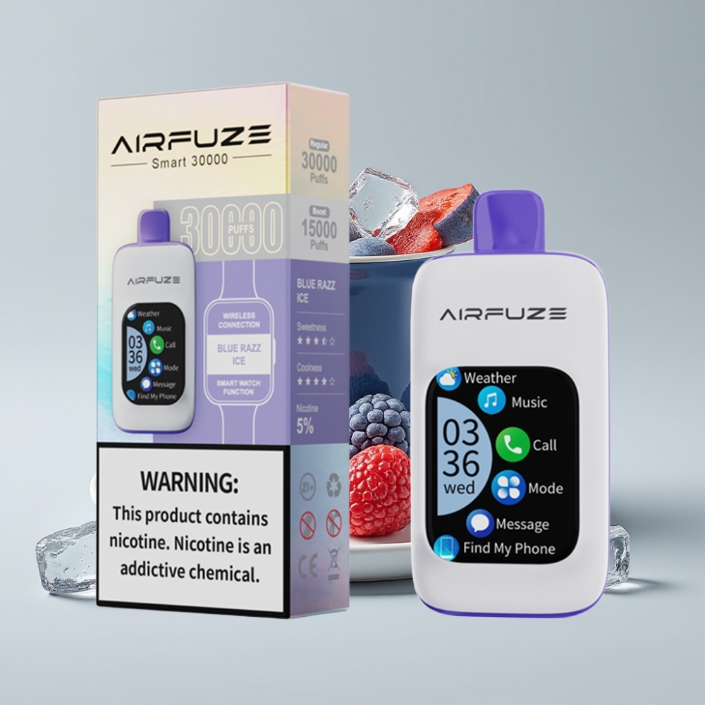 AirFuze Smart 30000 Puffs Disposable Vape Blue Razz Ice with Touch Screen